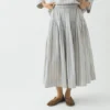 Pleated Stripe Cotton Skirt