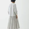 Pleated Stripe Cotton Skirt