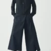 Pleated Wrap Denim Culottes