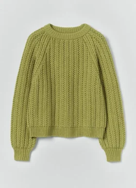 Racked Rib Wool Cotton Sweater