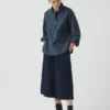 Railroad Stripe Cotton Smock Popover Shirt