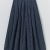 Railroad Stripe Pleated Cotton Skirt