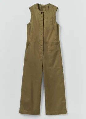 Sleeveless Cotton Twill Jumpsuit