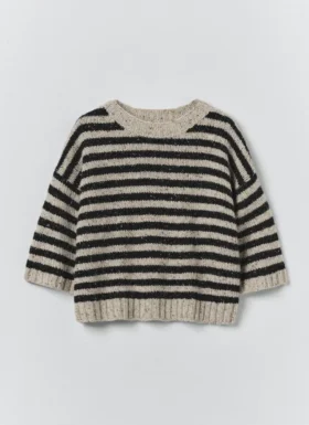 Stripe Donegal Short Sleeve Sweater