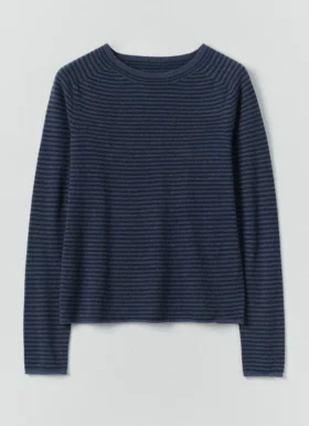 Stripe Wool Cashmere Neat Sweater